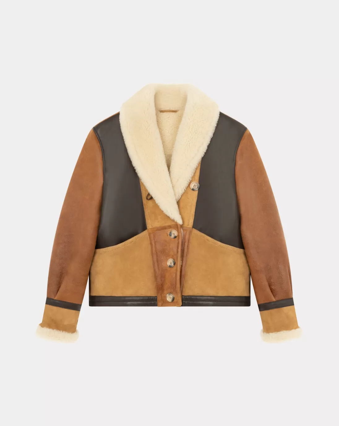 Chevignon Blouson En Cuir Camerashearling W Cacao Blouson En Cuir De Mouton Femme