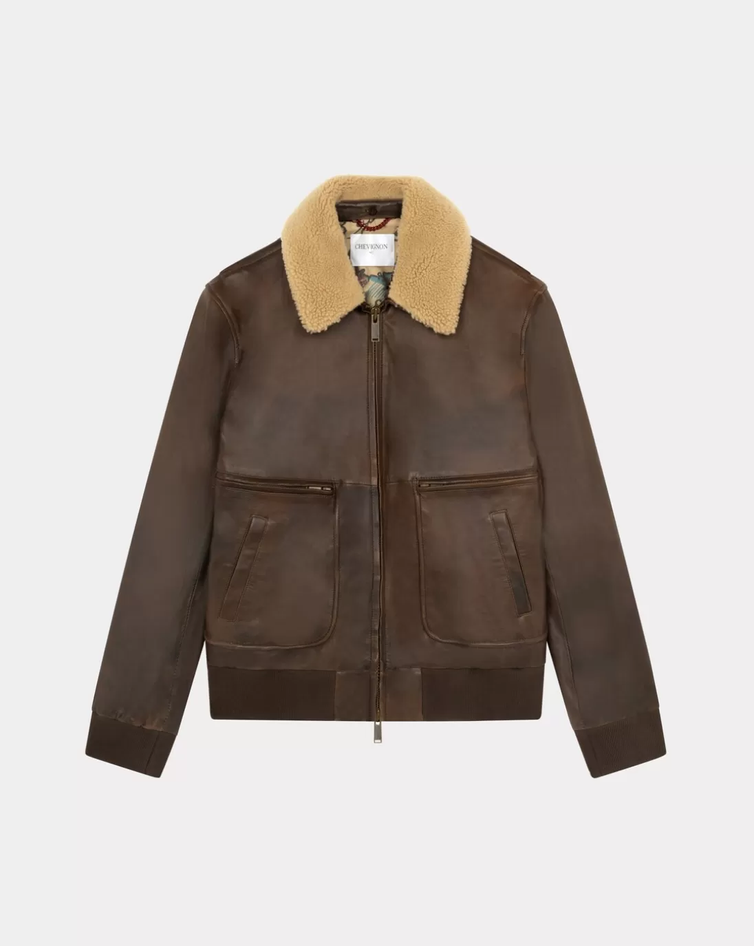 Chevignon Blouson En Cuir Gyver Vintage Cacao Blouson En Cuir Inspiration Aviateur