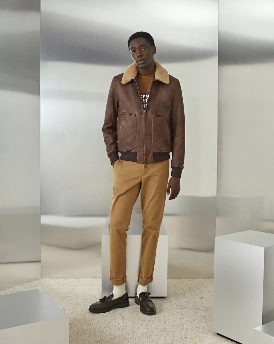 Chevignon Blouson En Cuir Gyver Vintage Cacao Blouson En Cuir Inspiration Aviateur