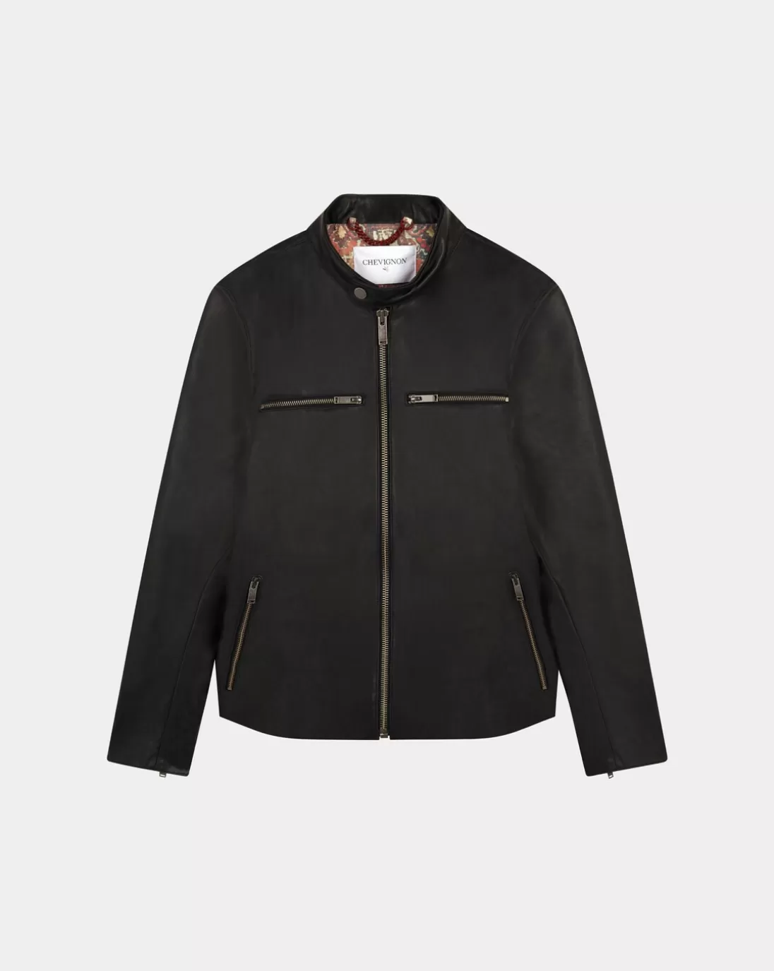 Chevignon Blouson En Cuir Wheely Noir Blouson Motard En Cuir De Vachette