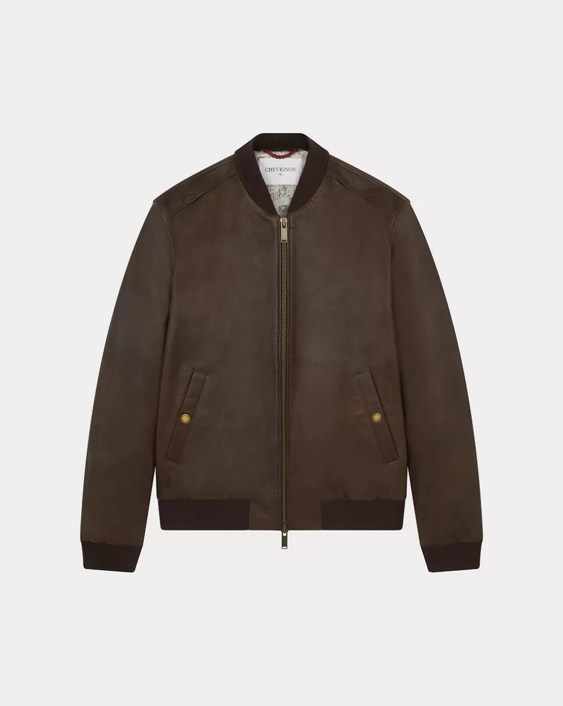 Chevignon Blouson Teddy Brush Cacao Blouson Teddy En Cuir De Vachette