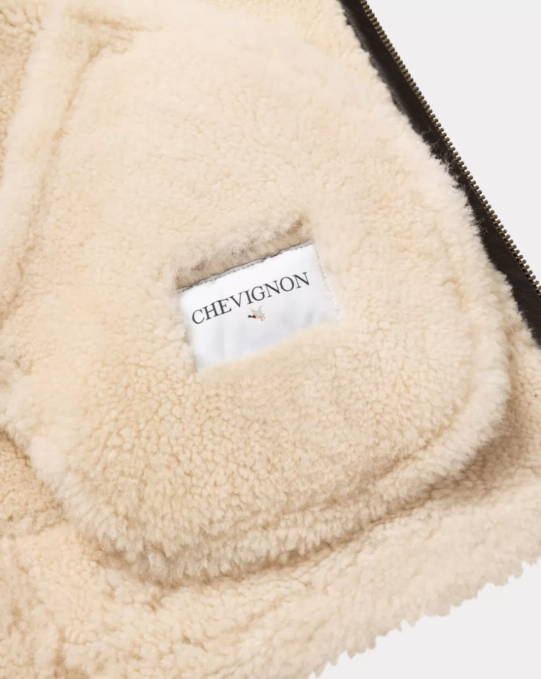 Chevignon Bombardier En Cuir Pilote Cacao Blouson En Peau De Mouton