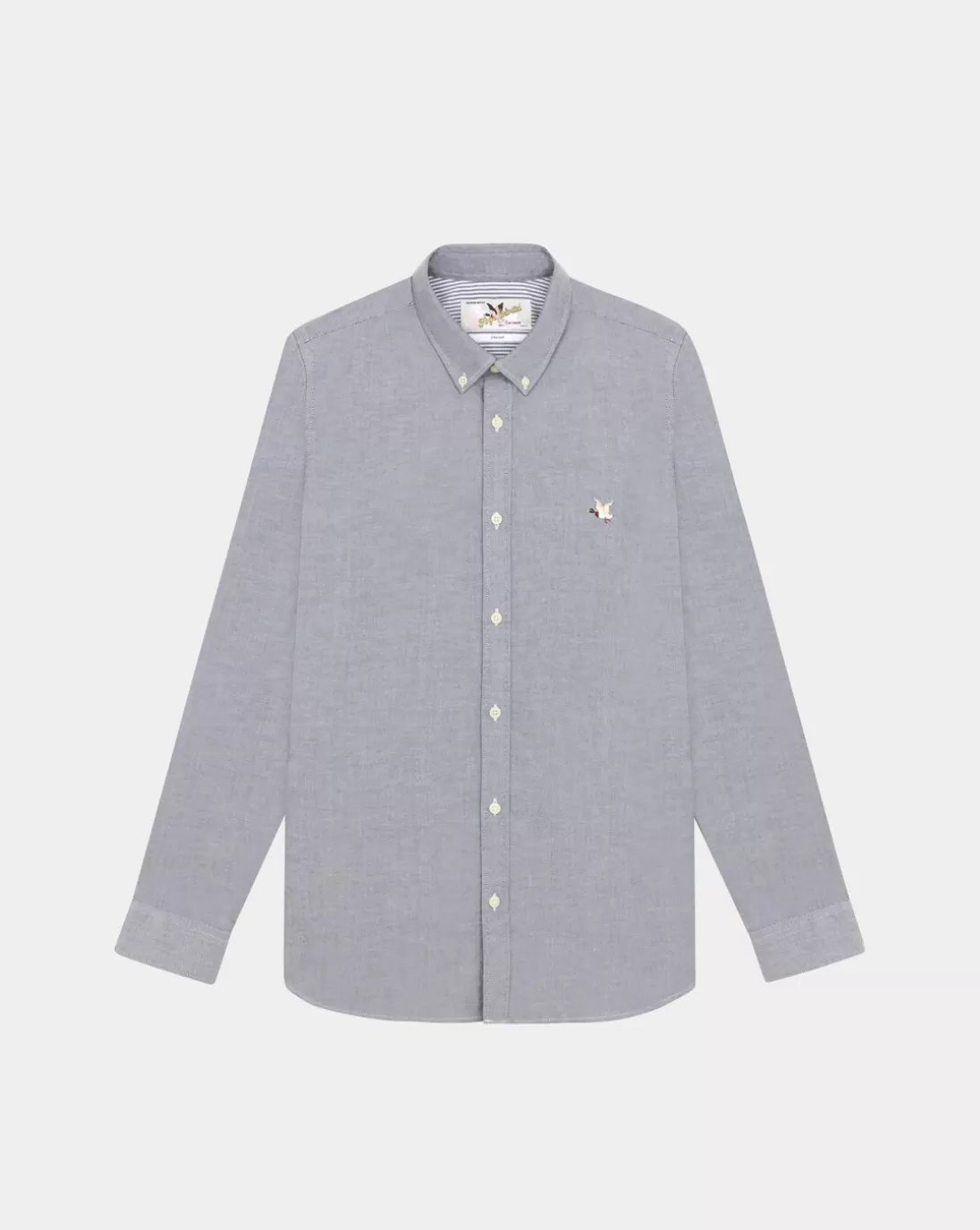 Chevignon Chemise Oxford Togs Gris Chemise Unie En Coton Coupe Droite