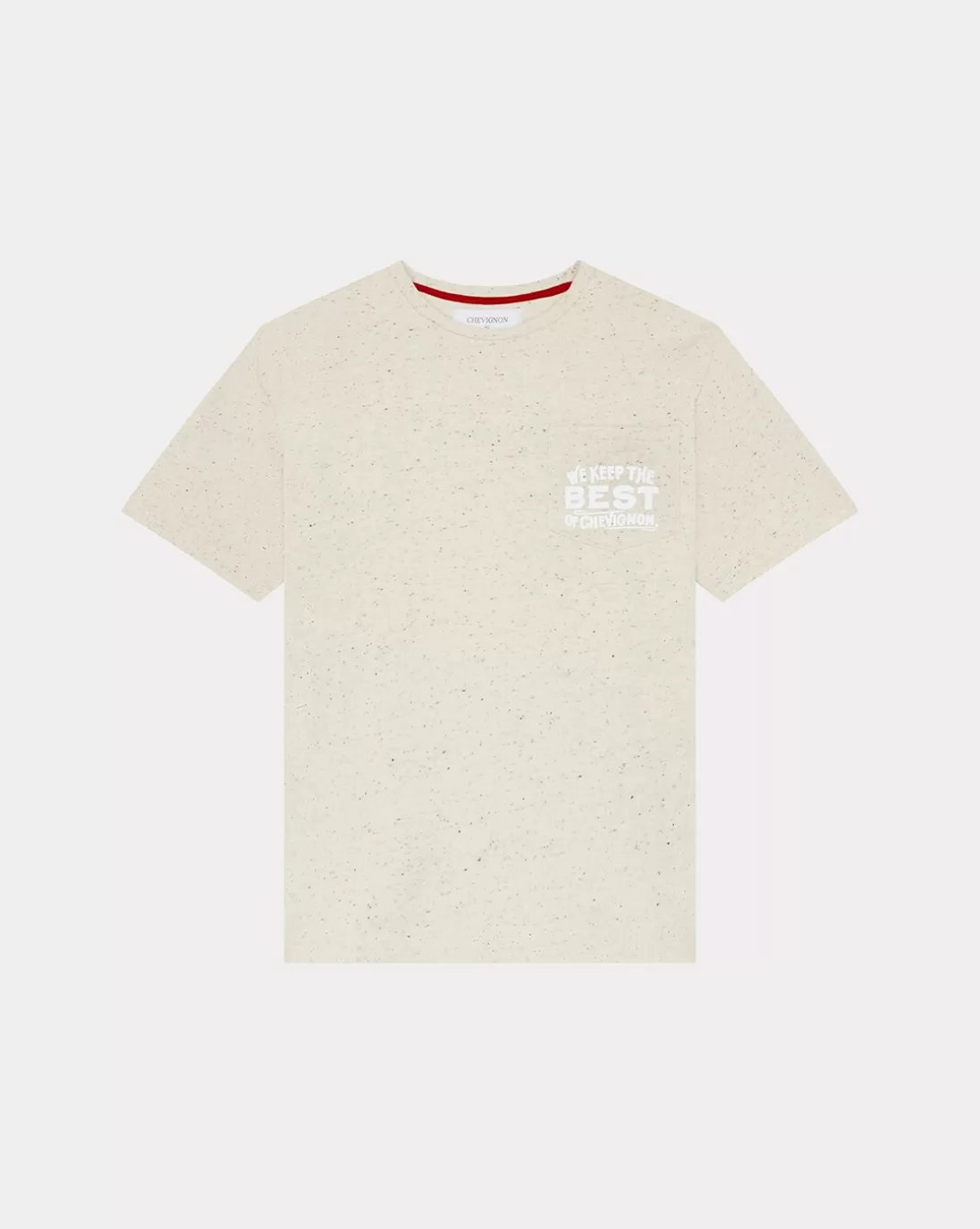 Chevignon T-Shirt Best Tee Neps Ecru T-Shirt Ample Imprime En Coton