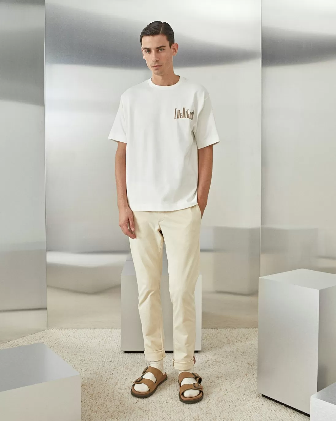 Chevignon T-Shirt City Tee Oversize Ecru T-Shirt Logo Signature